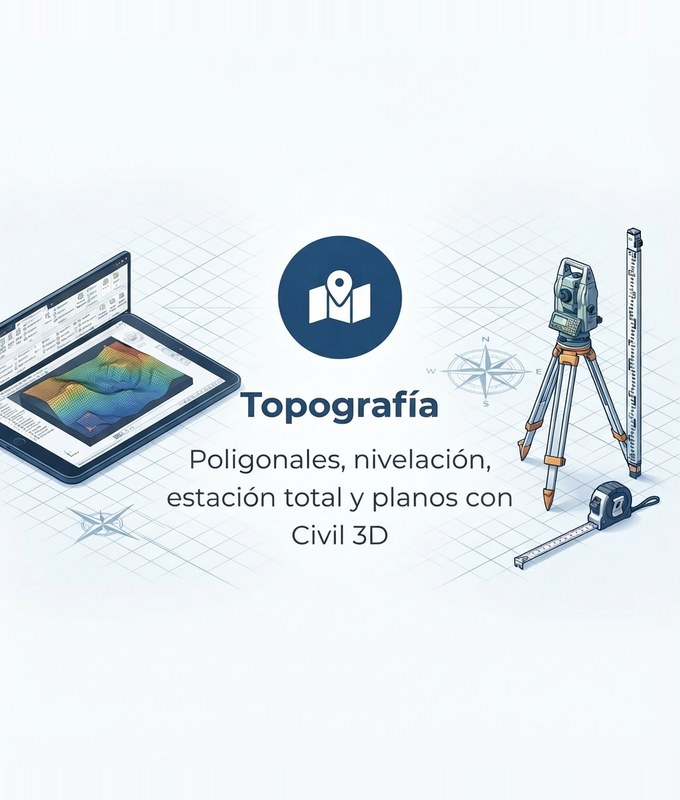 Topografía - Poligonales, nivelación, estación total y planos con Civil 3D